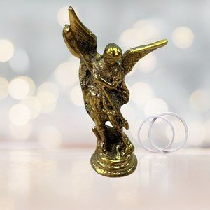 Archangel Saint Michael Statue Bronze Figurine Small Figure Religious Item | Sai